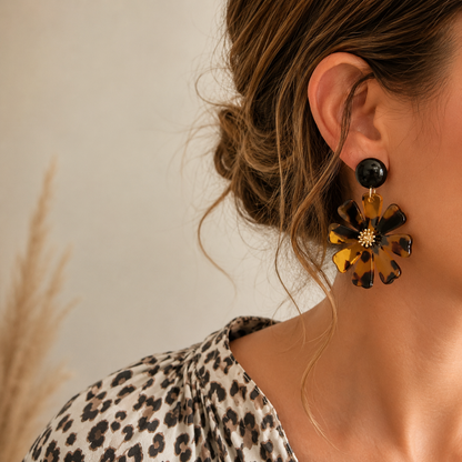 Dalhia – Boucles d’oreilles fleurs en acétate - 3 coloris naturels