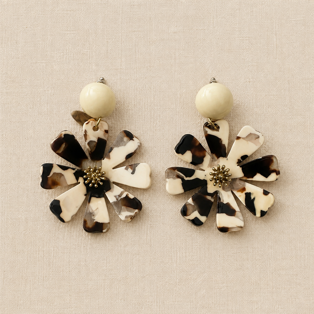 Dalhia – Boucles d’oreilles fleurs en acétate - 3 coloris naturels
