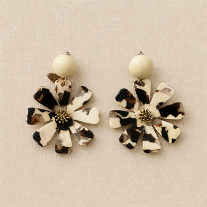 Dalhia – Boucles d’oreilles fleurs en acétate - 3 coloris naturels