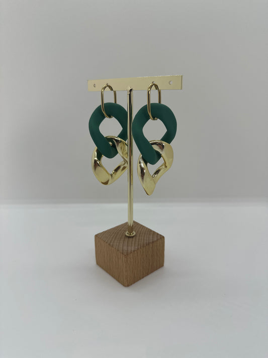 Boucles d'oreilles maillon XL Vert Sapin