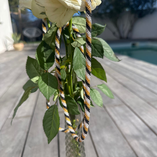 Cordon de Téléphone en Perles de verre – unique, tendance et  responsable  #A34 doré noir et transparent