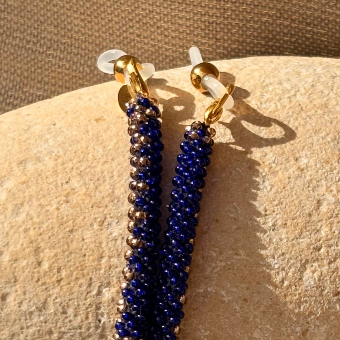 Cordon à lunettes – tissage artisanal du Népal bleu 02