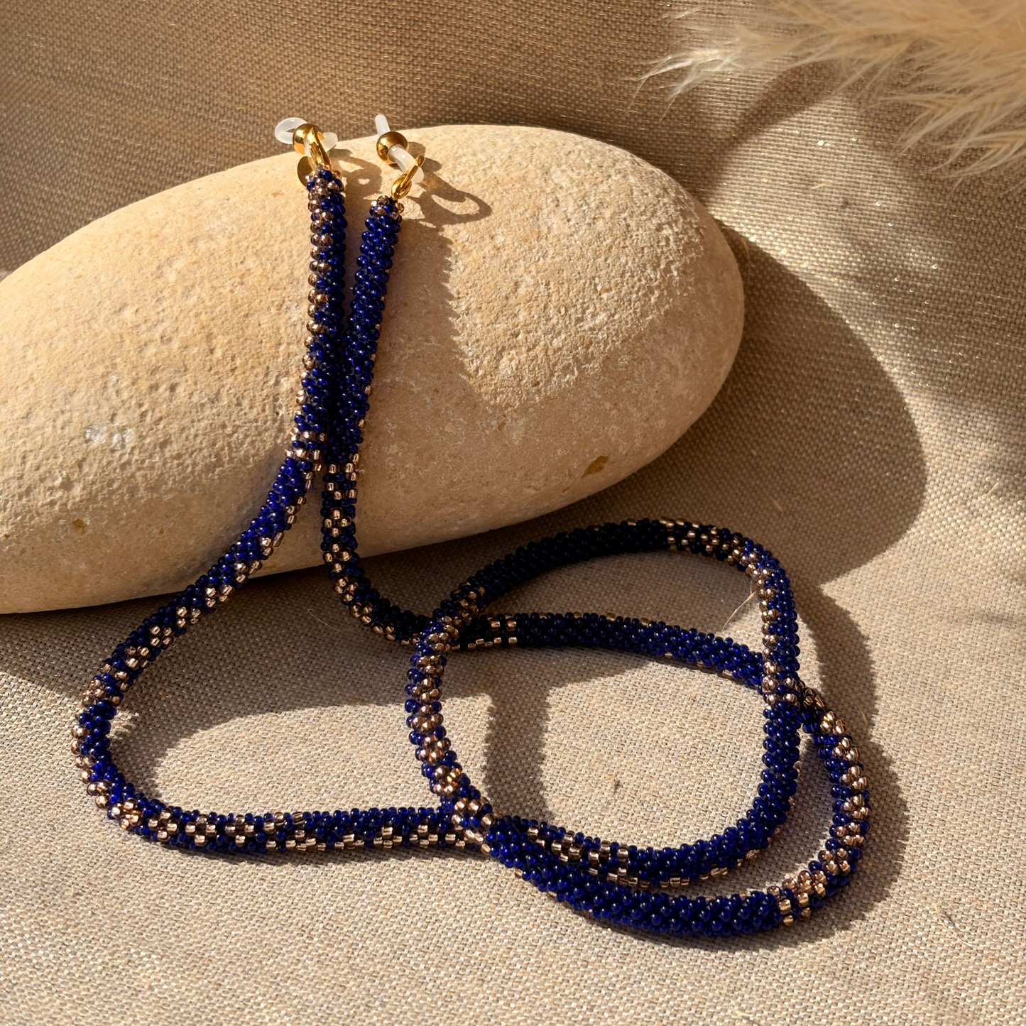 Cordon à lunettes – tissage artisanal du Népal bleu 02