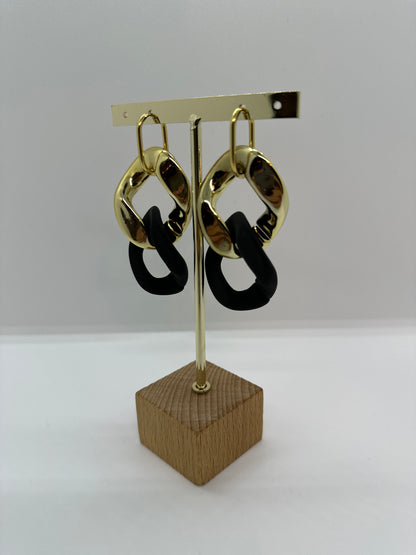 Boucles d'oreilles maillon XL Noir