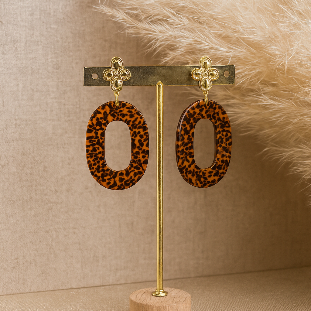 Paulette gold leopard- Boucles d’oreilles – Collection Française