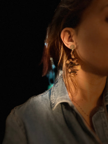 Boucles d’oreilles en acétate - Modèle Serpent imprimé Léopard