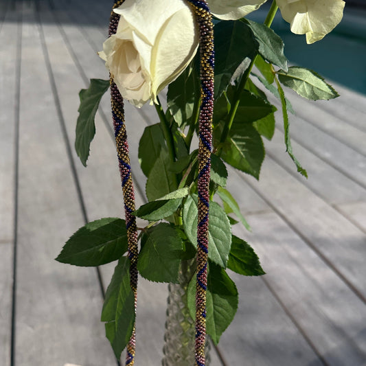 Cordon de Téléphone en Perles de verre – unique, tendance et  responsable  #A40 bleu prune taupe et doré