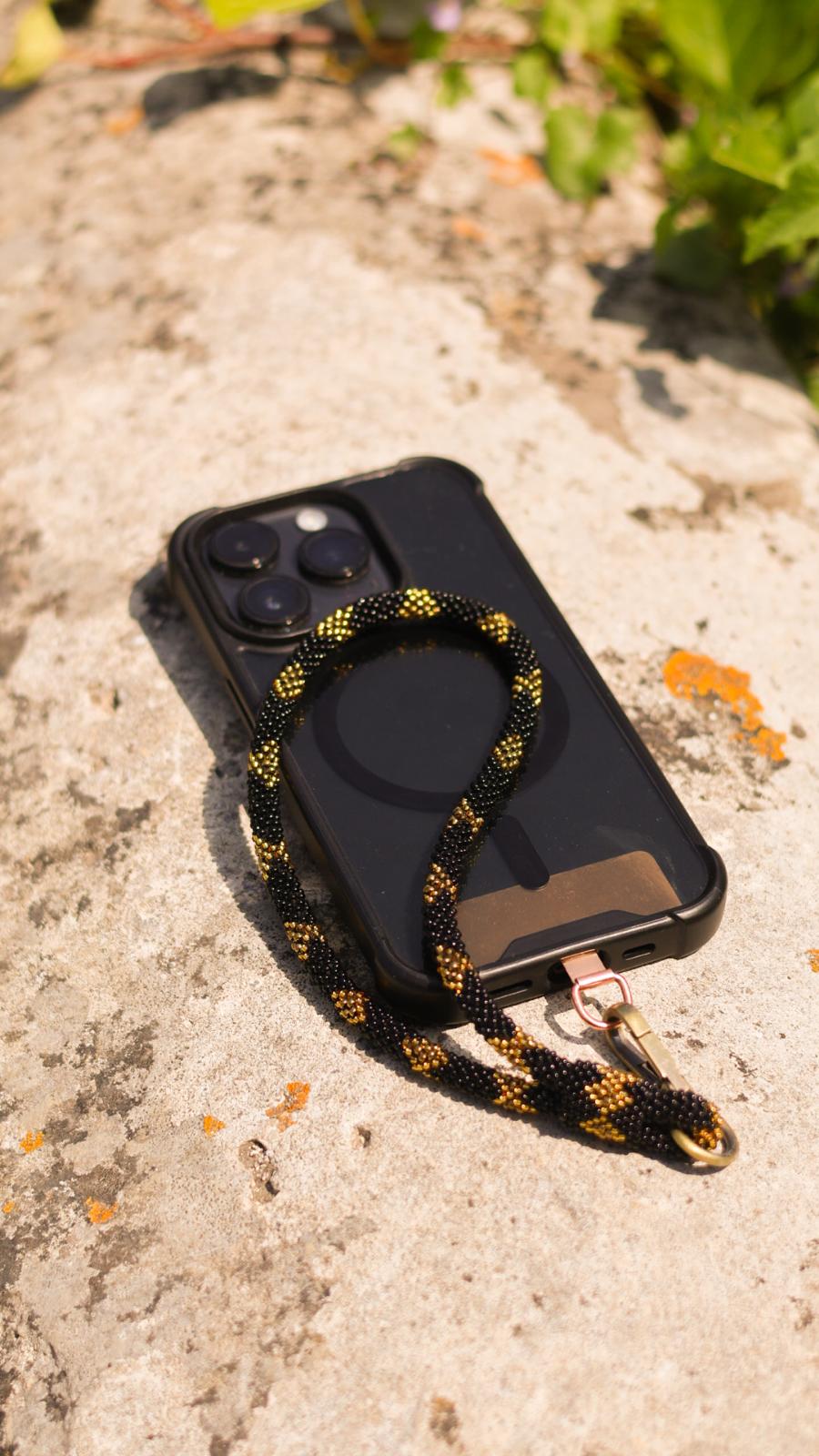 Dragonne de Téléphone Portable Népalais en Perles de Verre #DRA01