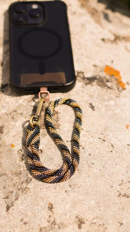 Dragonne de Téléphone Portable Népalais en Perles de Verre #DRA08