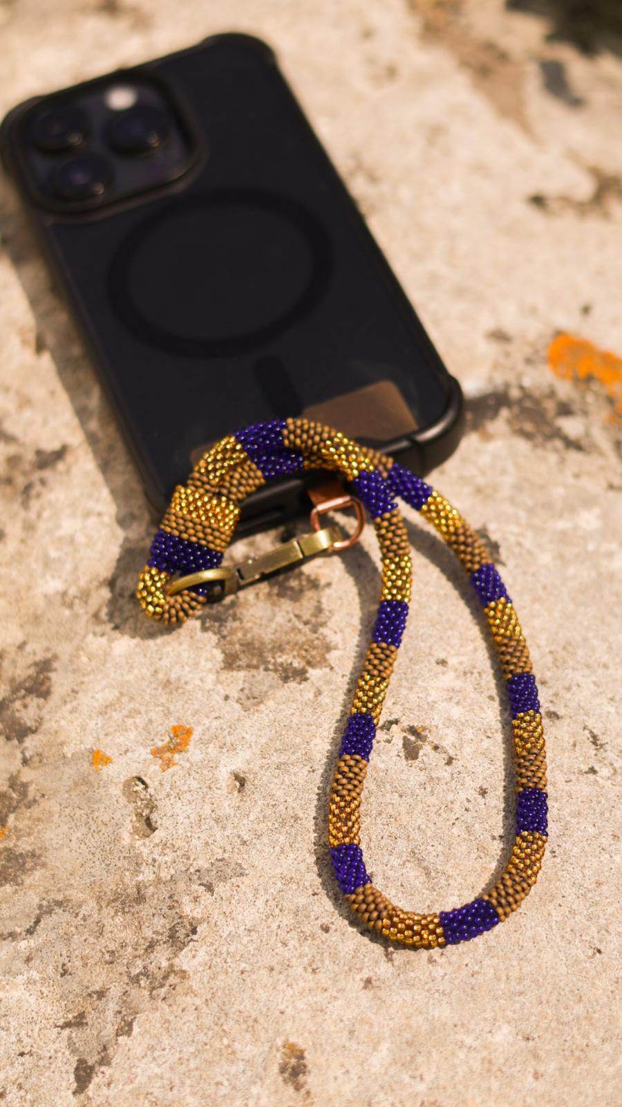 Dragonne de Téléphone Portable Népalais en Perles de Verre #DRA03