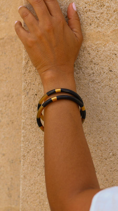 Bracelet Cléo Noir et doré fin