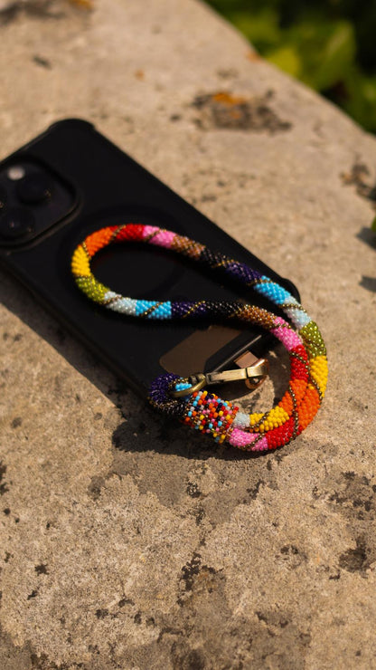 Dragonne de Téléphone Portable Népalais en Perles Osé