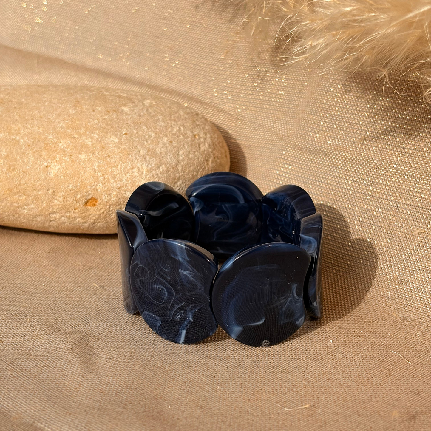 Bracelet élastique Moon Bleu marine