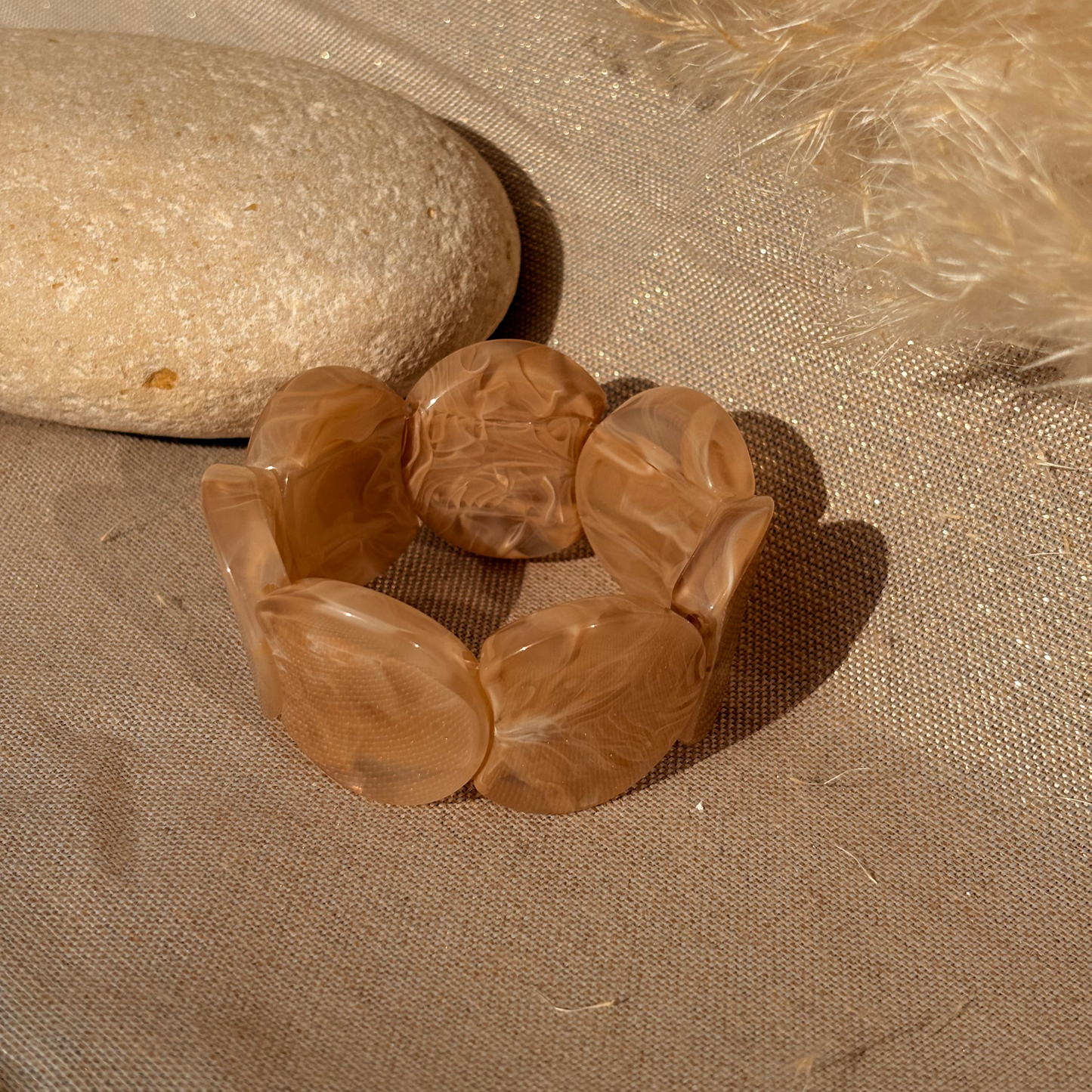 Bracelet élastique Moon Marron