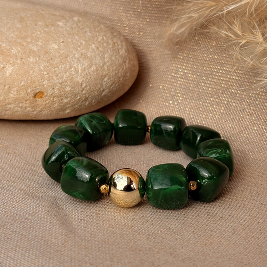 Bracelet élastique Ice gold Vert