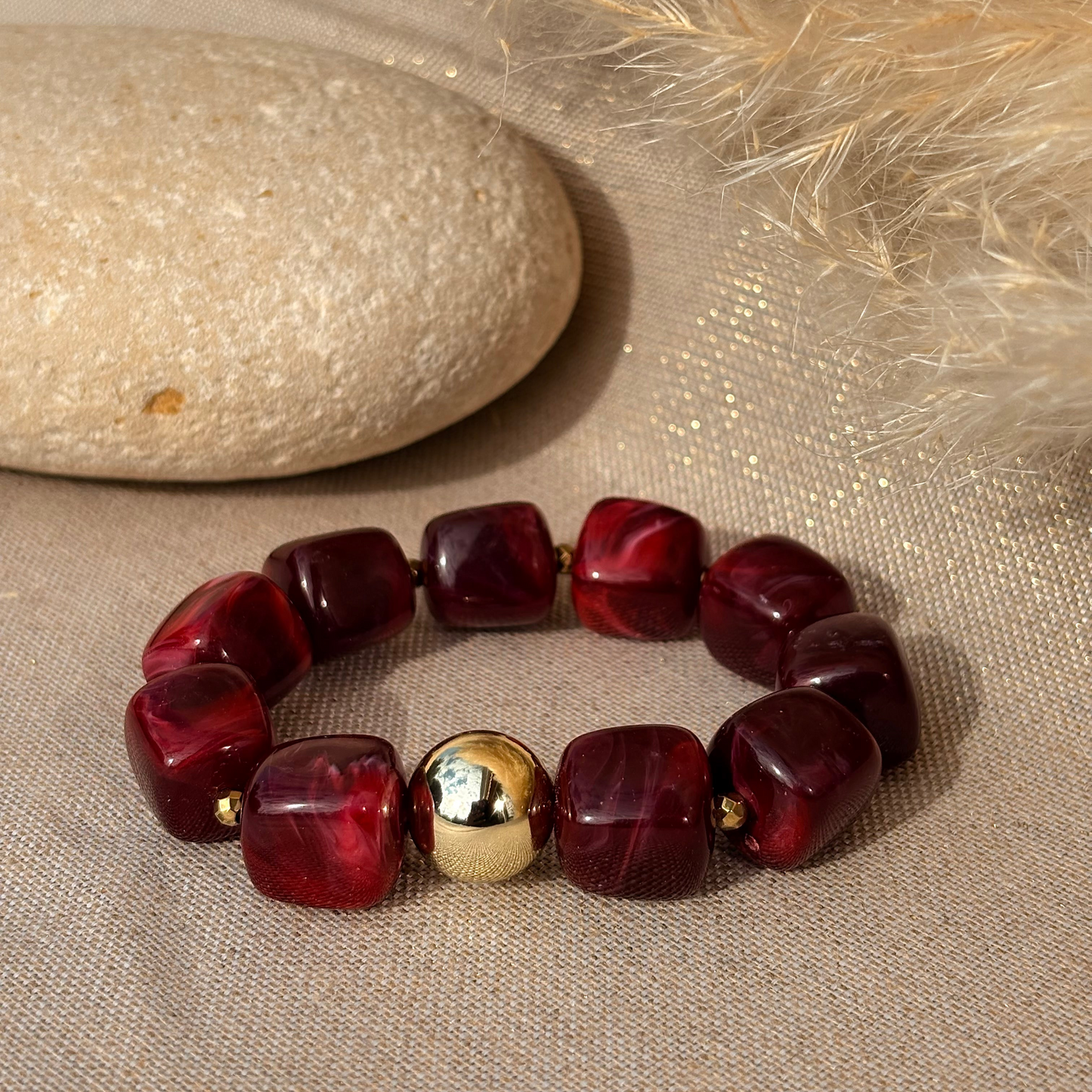 Bracelet élastique Ice gold Rouge