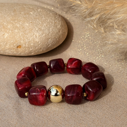 Bracelet élastique Ice gold Rouge