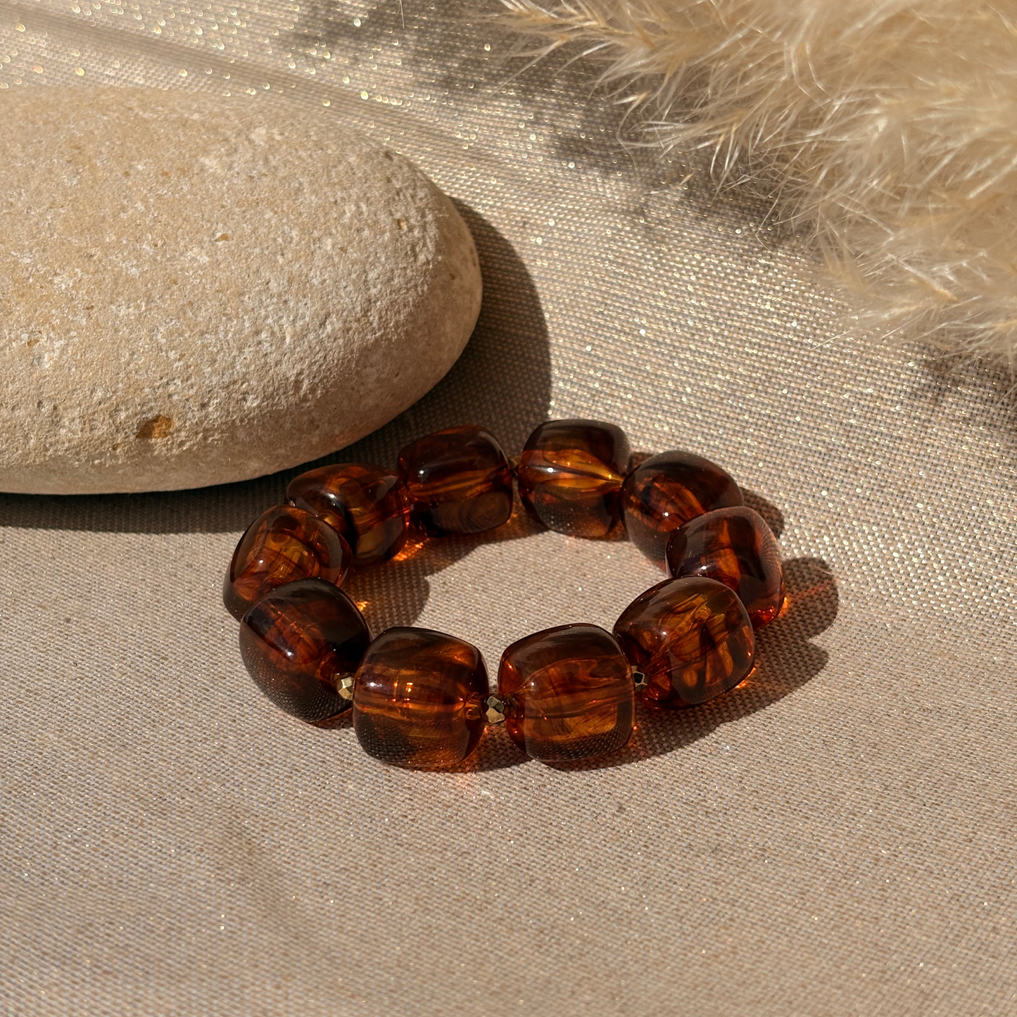 Bracelet élastique Ice brun  transparent