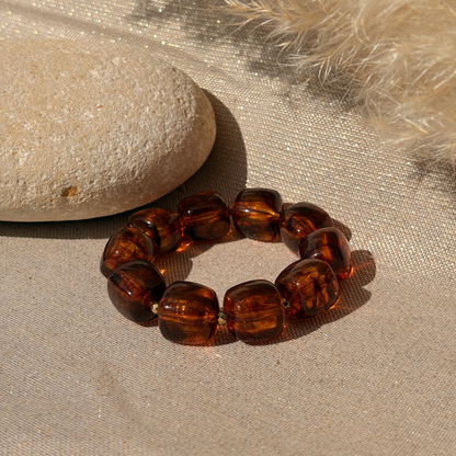 Bracelet élastique Ice brun  transparent