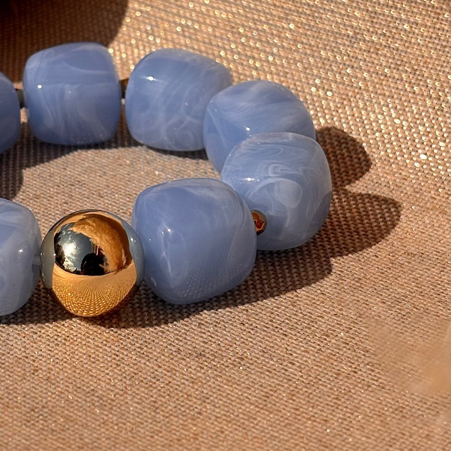 Bracelet élastique Ice gold Bleu Ciel