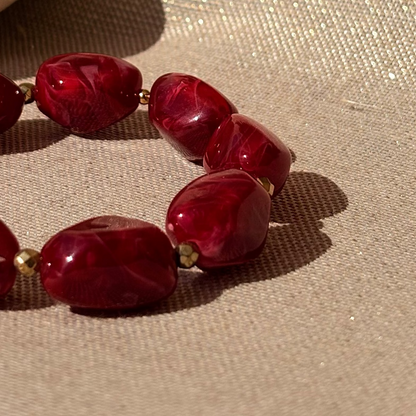 Bracelet élastique Stone Rouge