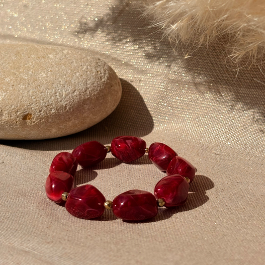 Bracelet élastique Stone Rouge