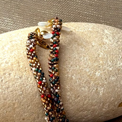 Cordon à lunettes – tissage artisanal du Népal Moucheté vert