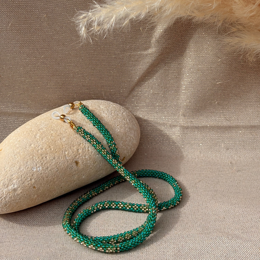 Cordon à lunettes – tissage artisanal du Népal Vert