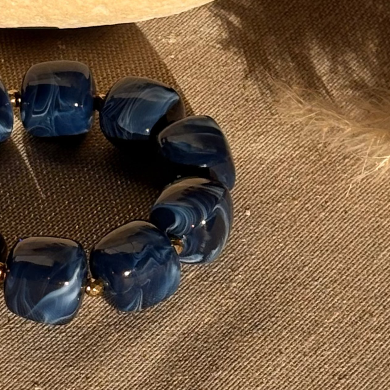 Bracelet élastique Ice bleu marine marbré