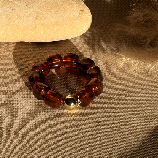 Bracelet élastique Ice gold brun transparent