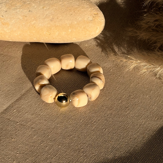 Bracelet élastique Ice gold crème marbré