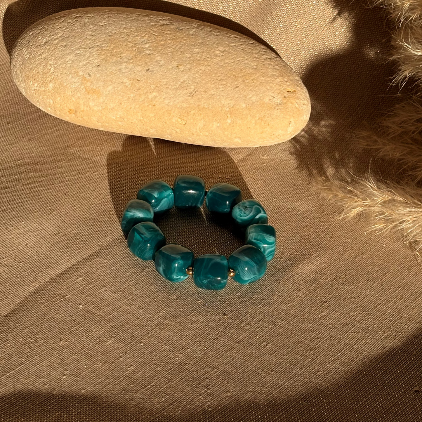 Bracelet élastique Ice turquoise marbré