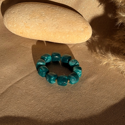 Bracelet élastique Ice turquoise marbré