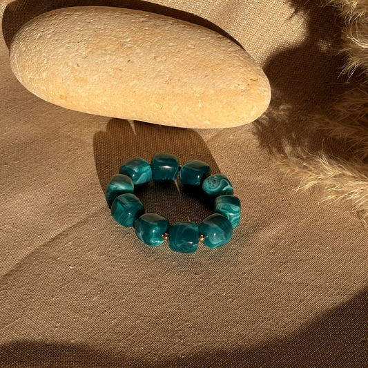 Bracelet élastique Ice turquoise marbré