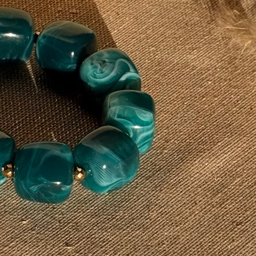 Bracelet élastique Ice turquoise marbré