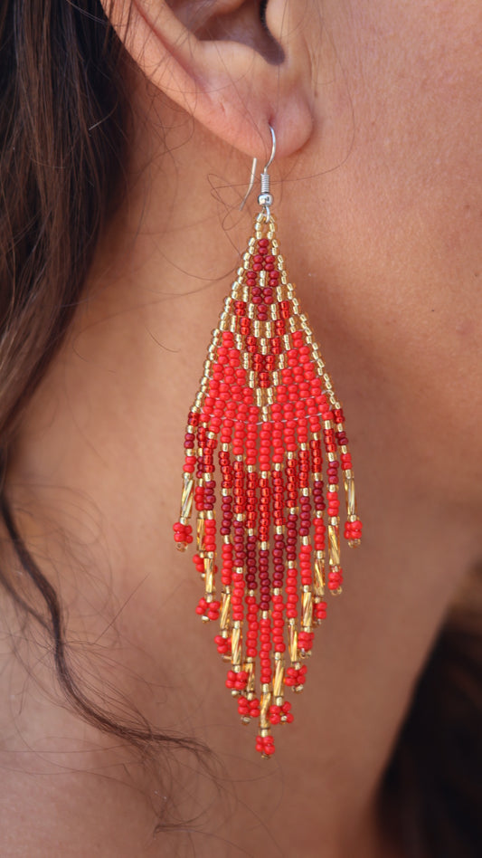 Boucles d'oreilles indiennes AMARA Rouge et dorée