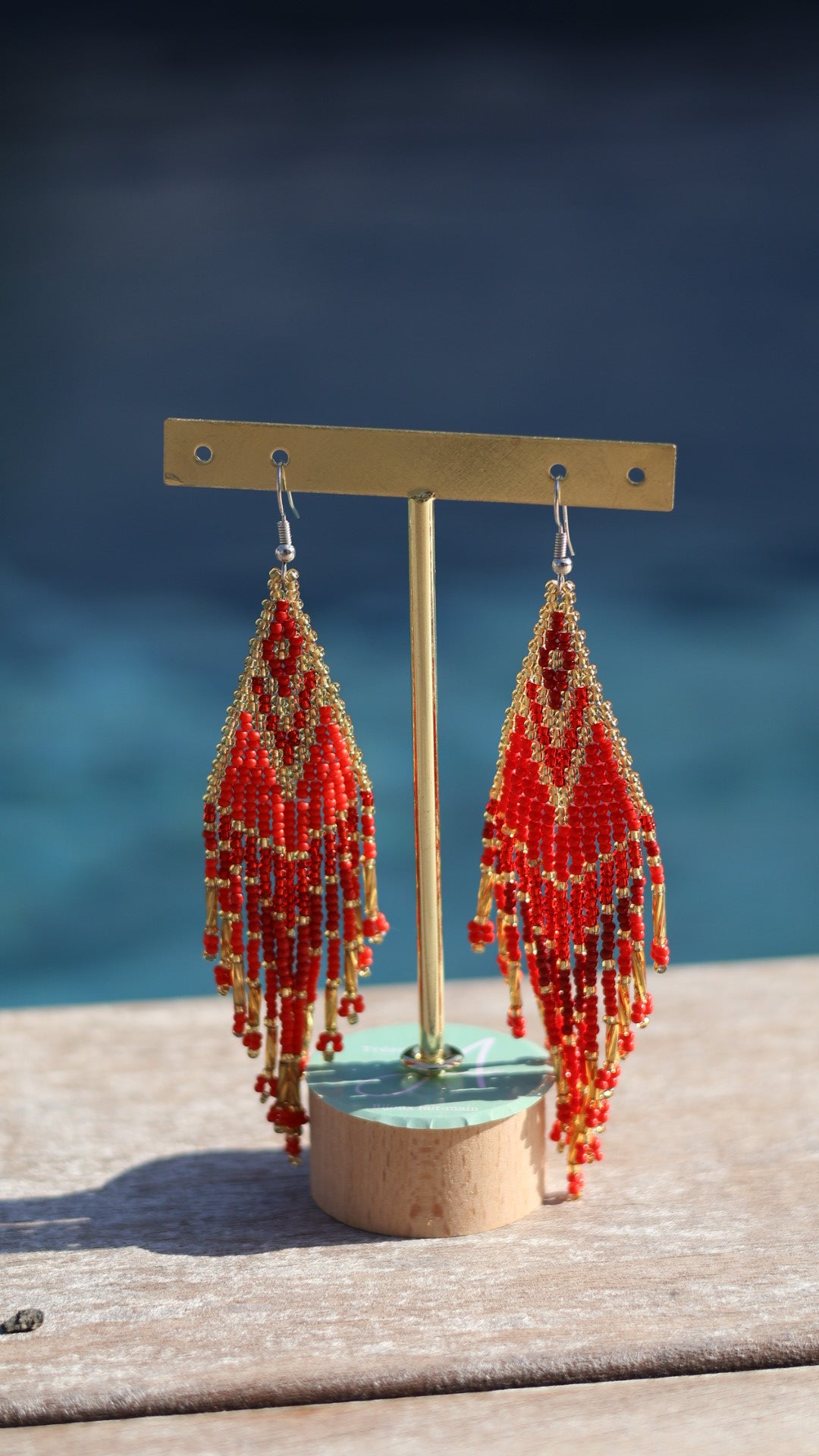 Boucles d'oreilles indiennes AMARA Rouge et dorée