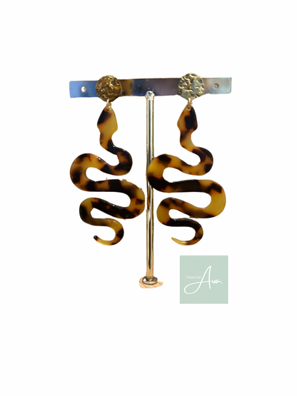 Boucles d’oreilles en acétate - Modèle Serpent imprimé Léopard